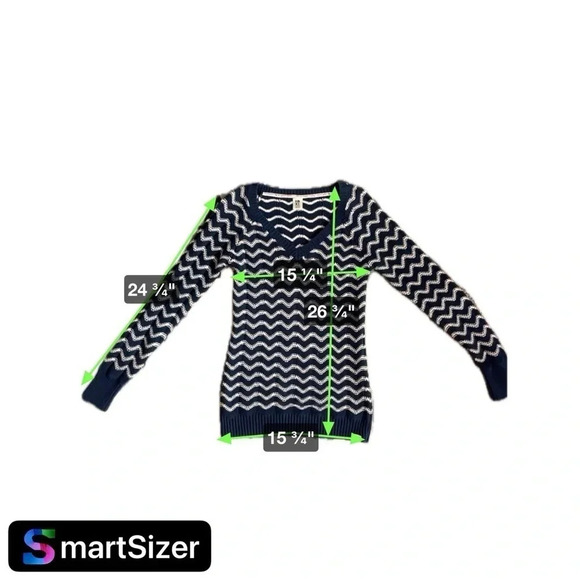 Roxy blue and white v-veck chevron sweater size large - Picture 8 of 8